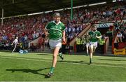 13 July 2014; Limerick captain Donal O'Grady leads his team out for the start of the second half. Munster GAA Hurling Senior Championship Final, Cork v Limerick, Pairc Uí Chaoimh, Cork. Picture credit: Diarmuid Greene / SPORTSFILE