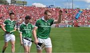 13 July 2014; Limerick's Shane Dowling throws a water bottle away during the pre-match parade. Munster GAA Hurling Senior Championship Final, Cork v Limerick, Pairc Uí Chaoimh, Cork. Picture credit: Brendan Moran / SPORTSFILE