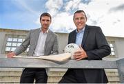 15 July 2014: Dublin great Ciaran Whelan, right, and Waterford star Tony Browne were at Croke Park to officially launch the 2014 Bord Gáis Energy Legends Tours. A high profile line-up of stars have been confirmed as hosts of the tours including Brendan Cummins, Brian Corcoran and Maurice Fitzgerald. Next Saturday, 19th July, Kildare’s Johnny Doyle hosts a tour at 2pm. For booking and information about the GAA legends for this summer’s tours visit www.Crokepark.ie. Croke Park, Dublin. Picture credit: Barry Cregg / SPORTSFILE