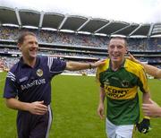 20 August 2006; Kerry manager Jack O'Connor celebrates with Kieran Donaghy after the match. Bank of Ireland All-Ireland Senior Football Championship Semi-Final, Kerry v Cork, Croke Park, Dublin. Picture credit: Brian Lawless / SPORTSFILE