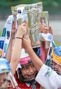 16 July 2014; Having fun with the Liam MacCarthy Cup at the launch of 2014 GAA Hurling Championship All-Ireland Series is Rachel Mahony, age 7, from Doora, Co. Clare. St. Joseph’s Doora Barefield GAA Club, Co. Clare. Picture credit: Brendan Moran / SPORTSFILE