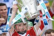 16 July 2014; Having fun with the Liam MacCarthy Cup at the launch of 2014 GAA Hurling Championship All-Ireland Series is Brian Corkery, age 6, from Doora, Co. Clare. St. Joseph’s Doora Barefield GAA Club, Co. Clare. Picture credit: Brendan Moran / SPORTSFILE