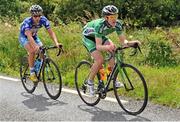 16 July 2014; Eddie Dunbar, Team Ireland, leads Jonathan Brown, Hot Tubes Cycling, during Stage 2 of the 2014 International Junior Tour of Ireland, Ennis - Ennis, Co. Clare. Picture credit: Stephen McMahon / SPORTSFILE