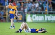 16 July 2014; Cathal Barrett, Tipperary, reacts after defeat to Clare. Bord Gais Energy Munster GAA Hurling Under 21 Championship Semi-Final, Clare v Tipperary, Cusack Park, Ennis, Co. Clare Picture credit: Diarmuid Greene / SPORTSFILE