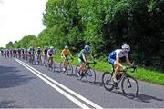17 July 2014; Aaron Swan, Nicolas Roche Performance Team, leads the peloton during Stage 3 of the 2014 International Junior Tour of Ireland, Ennis - Ennistimon, Co. Clare. Picture credit: Stephen McMahon / SPORTSFILE