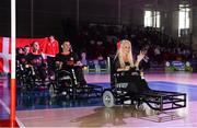 17 July 2014; Belgium captain Tiffany Paquet leads her team in the parade during the opening ceremony of the European Powerchair Football Nations Cup. University of Limerick, Limerick. Picture credit: Diarmuid Greene / SPORTSFILE