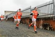 19 July 2014; Armagh captain Ciarán McKeever leads his team-mates onto the field ahead of the game. GAA Football All Ireland Senior Championship, Round 3B, Roscommon v Armagh, Dr. Hyde Park, Roscommon. Picture credit: Barry Cregg / SPORTSFILE