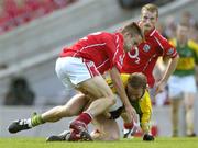 20 August 2006; Tommy Griffin, Kerry, under pressure from Kevin McMahon, Cork. Bank of Ireland All-Ireland Senior Football Championship Semi-Final, Kerry v Cork, Croke Park, Dublin. Picture credit: Brendan Moran / SPORTSFILE