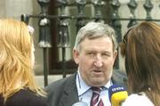 23 August 2006; Shelbourne general secretary Ollie Byrne is interviewed by journalists outside the Four Courts, Dublin. Picture credit; Matt Browne / SPORTSFILE