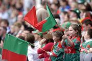 20 August 2006; A young Mayo fan flies her flag. Bank of Ireland All-Ireland Senior Football Championship Quarter-Final Replay, Laois v Mayo, Croke Park, Dublin. Picture credit: Brian Lawless / SPORTSFILE