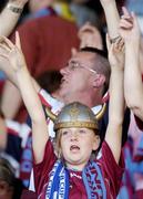24 August 2006; A young Drogheda United fan shows her support. UEFA Cup, Second Qualifying Round, Second Leg, Drogheda United v IK Start, Dalymount Park, Dublin. Picture credit: Brian Lawless / SPORTSFILE