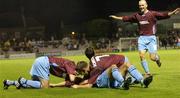 24 August 2006; Eamon Zayed, Drogheda United, celebrates with team-mates Shane Barrett, left, Shane Robinson, and Paul Keegan, right, after scoring his side's first goal. UEFA Cup, Second Qualifying Round, Second Leg, Drogheda United v IK Start, Dalymount Park, Dublin. Picture credit: Brian Lawless / SPORTSFILE