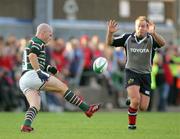 25 August 2006; Paul Burke, Leicester Tigers, is tackled by Frankie Sheahan, Munster. Pre-Season Friendly, Munster v Leicester Tigers, Musgrave Park, Cork. Picture credit; Kieran Clancy / SPORTSFILE