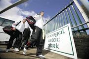 26 August 2006; Gary Browne and Chris Morgan, Glentoran, are the first players to arrive at the ground before their CIS Insurance Cup, Donegal Celtic v Glentoran, Suffolk Road, Belfast, Co. Antrim. Picture credit: Russell Pritchard / SPORTSFILE