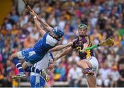 19 July 2014; Waterford goalkeeper Stephen O'Keeffe and Noel Connors in action against Conor McDonald, Wexford. GAA Hurling All Ireland Senior Championship, Round 2, Waterford v Wexford, Nowlan Park, Kilkenny. Picture credit: Ray McManus / SPORTSFILE