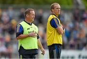 19 July 2014; Clare manager Colm Collins, left, and coach Paudie Kissane. GAA Football All Ireland Senior Championship, Round 3B, Clare v Kildare, Cusack Park, Ennis, Co. Clare. Picture credit: Diarmuid Greene / SPORTSFILE