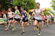 20 July 2014; Eventual winner, Paddy Hamilton, second from right, at the start of the Men's Fingal 10K - SSE Airtricity Dublin Race Series 2014. Fingal 10K - SSE Airtricity Dublin Race Series 2014. Swords, Co. Dublin. Picture credit: David Maher / SPORTSFILE