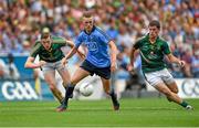 20 July 2014; Paul Mannion, Dublin, in action against Kevin Reilly, left, and Donal Keogan, right, Meath. Leinster GAA Football Senior Championship Final, Dublin v Meath, Croke Park, Dublin. Picture credit: Barry Cregg / SPORTSFILE