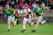 20 July 2014; Maria Reilly, Mayo, in action against Tara Breen, right, and Muirenn Moriarty, Kerry. All-Ireland U14 'A' Ladies Football Championship Final, Kerry v Mayo, MacDonagh Park, Nenagh, Co. Tipperary. Picture credit: Matt Browne / SPORTSFILE