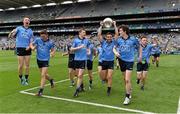 20 July 2014; Dublin players celebrate victory with the cup after the game. Electric Ireland Leinster GAA Football Minor Championship Final, Kildare v Dublin, Croke Park, Dublin. Picture credit: Barry Cregg / SPORTSFILE