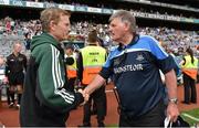 20 July 2014; Dublin manager Cyril Kevlihan, right, shakes hands with Kildare manager Brendan Hackett. Electric Ireland Leinster GAA Football Minor Championship Final, Kildare v Dublin, Croke Park, Dublin. Picture credit: Barry Cregg / SPORTSFILE