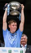 20 July 2014; Dublin captain Con O'Callaghan lifts the Fr Larry Murray Cup. Electric Ireland Leinster GAA Football Minor Championship Final, Kildare v Dublin, Croke Park, Dublin. Picture credit: Ray McManus / SPORTSFILE