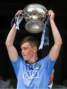 20 July 2014; Dublin captain Con O'Callaghan lifts the Fr Larry Murray Cup. Electric Ireland Leinster GAA Football Minor Championship Final, Kildare v Dublin, Croke Park, Dublin. Picture credit: Ray McManus / SPORTSFILE