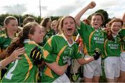 20 July 2014; Kerry's Ciara Murphy, 7, celebrates with her team-mates after the final whistle. All-Ireland U14 'A' Ladies Football Championship Final, Kerry v Mayo, MacDonagh Park, Nenagh, Co. Tipperary. Picture credit: Matt Browne / SPORTSFILE