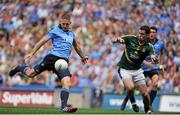 20 July 2014; Eoghan O'Gara, Dublin, in action against Donal Keogan, Meath. Leinster GAA Football Senior Championship Final, Dublin v Meath, Croke Park, Dublin. Picture credit: Ashleigh Fox / SPORTSFILE