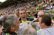 20 July 2014; Donegal manager Jim McGuinness celebrates at the final whistle. Ulster GAA Football Senior Championship Final, Donegal v Monaghan, St Tiernach's Park, Clones, Co. Monaghan. Picture credit: Oliver McVeigh / SPORTSFILE