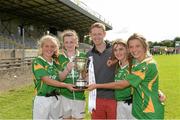 20 July 2014; Kerry footballer Colm Cooper with, from left, Georgia O'Dwyer, Erica McGlynn, Ciara O'Sullivan and his niece Ciara Murphy after the game. All-Ireland U14 'A' Ladies Football Championship Final, Kerry v Mayo, MacDonagh Park, Nenagh, Co. Tipperary. Picture credit: Matt Browne / SPORTSFILE