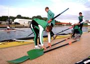 26 August 2006; Members of the Lightweight men's fours, from left, Paul Griffin, Richard Archibald, Eugene Coakley, and Gearoid Towey, pictured before training for the Lightweight men's final at the 2006 World Rowing Championships. Dorney Lake, Eton, England. Picture credit; David Maher / SPORTSFILE