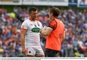 29 May 2016; Armagh manager Kieran McGeeney in discussion with goalkeeper Paul Courtney during the first half of the Ulster GAA Football Senior Championship quarter-final between Cavan and Armagh at Kingspan Breffni Park, Cavan. Photo by Ramsey Cardy/Sportsfile
