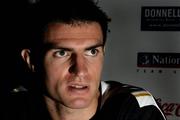 29 August 2006; Northern Ireland captain Aaron Hughes speaking during a press conference. Hilton Hotel, Templepatrick, Co. Antrim. Picture credit: Oliver McVeigh / SPORTSFILE