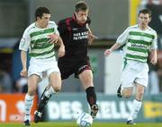 29 August 2006; Jason McGuinness, Bohemians, in action against Tadhg Purcell, left and Ger Rowe, Shamrock Rovers. FAI Carlsberg Cup, 3rd Round Replay, Bohemians v Shamrock Rovers, Dalymount Park, Dublin. Picture credit; Brian Lawless / SPORTSFILE