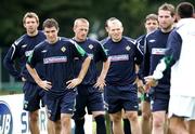 30 August 2006; Northern Ireland's players Gareth McAuley, Aaron Hughes, Sammy Clingan, Warren Feeney, Chris Baird and James Quinn, in action during squad training. Newforge Country Club, Belfast, Co. Antrim. Picture credit: Oliver McVeigh / SPORTSFILE