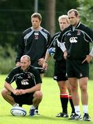 30 August 2006; Players, from left, Andrew Maxwell, Bryn Cunningham, Neil McMillan and Matt McCullough during Ulster rugby squad training. Newforge Country Club, Belfast, Co. Antrim. Picture credit: Oliver McVeigh / SPORTSFILE