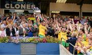 20 July 2014; Donegal captain Michael Murphy lifts the Anglo Celt cup after the game. Ulster GAA Football Senior Championship Final, Donegal v Monaghan, St Tiernach's Park, Clones, Co. Monaghan. Photo by Sportsfile