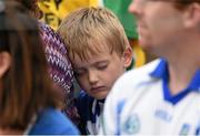 20 July 2014; A young Monaghan fan asleep during the game. Ulster GAA Football Senior Championship Final, Donegal v Monaghan, St Tiernach's Park, Clones, Co. Monaghan. Photo by Sportsfile