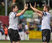 20 July 2014; Brian Gartland, left, Dundalk, celebrates after scoring his side's second goal with team-mate Dane Massey. SSE Airtricity League Premier Division, Dundalk v Athlone Town, Oriel Park, Dundalk, Co. Louth. Picture credit: David Maher / SPORTSFILE