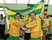 20 July 2014; Darach O'Connor and Leon Thompson, Donegal, celebrate after the game. Ulster GAA Football Senior Championship Final, Donegal v Monaghan, St Tiernach's Park, Clones, Co. Monaghan. Picture credit: Oliver McVeigh / SPORTSFILE