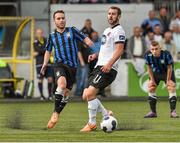 20 July 2014; Barry Clancy, Athlone Town, in action against Kurtis Byrne, Dundalk. SSE Airtricity League Premier Division, Dundalk v Athlone Town, Oriel Park, Dundalk, Co. Louth. Picture credit: David Maher / SPORTSFILE