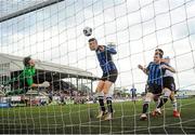 20 July 2014; Ryan Coulter, Athlone Town goalkeeper and Declan Brennan, clear the ball from Patrick Hoban, Dundalk. SSE Airtricity League Premier Division, Dundalk v Athlone Town, Oriel Park, Dundalk, Co. Louth. Picture credit: David Maher / SPORTSFILE