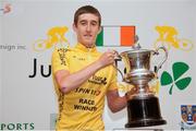 20 July 2014; Overall winner Eddie Dunbar, Team Ireland, on the awards podium following the sixth and final stage of the 2014 International Junior Tour of Ireland, Ennis - Ennis, Co. Clare. Picture credit: Stephen McMahon / SPORTSFILE