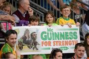 20 July 2014; Donegal fans with a Jimmy McGuinness sign. Ulster GAA Football Senior Championship Final, Donegal v Monaghan, St Tiernach's Park, Clones, Co. Monaghan. Picture credit: Oliver McVeigh / SPORTSFILE