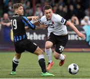 20 July 2014; Donal McDermott, Dundalk, in action against Thomas Mulroney, Athlone Town. SSE Airtricity League Premier Division, Dundalk v Athlone Town, Oriel Park, Dundalk, Co. Louth. Picture credit: David Maher / SPORTSFILE