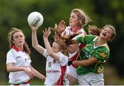 20 July 2014; Carrie Loftus, Maria Reilly and Roisin Kelly, Mayo, in action against Ciara Murphy, Kerry. All-Ireland U14 'A' Ladies Football Championship Final, Kerry v Mayo, MacDonagh Park, Nenagh, Co. Tipperary. Picture credit: Matt Browne / SPORTSFILE