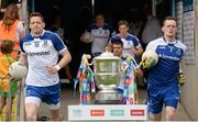 20 July 2014; Conor McManus and Rory Beggan, Monaghan, run out past the Anglo Celt Cup before the game. Ulster GAA Football Senior Championship Final, Donegal v Monaghan, St Tiernach's Park, Clones, Co. Monaghan. Picture credit: Oliver McVeigh / SPORTSFILE