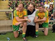 20 July 2014; Colm McFadden, left, and Christy Toye, Donegal, with their team doctor Dr Kevin Moran on the sideline near the end of the game. Ulster GAA Football Senior Championship Final, Donegal v Monaghan, St Tiernach's Park, Clones, Co. Monaghan. Picture credit: Oliver McVeigh / SPORTSFILE