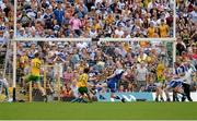 20 July 2014; Ryan McHugh, Donegal, watches as his goal attempt goes over the crossbar. Ulster GAA Football Senior Championship Final, Donegal v Monaghan, St Tiernach's Park, Clones, Co. Monaghan. Picture credit: Oliver McVeigh / SPORTSFILE